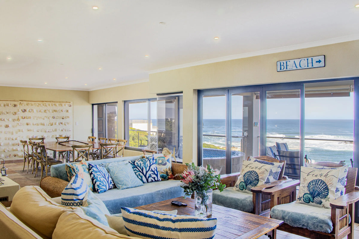The ocean-facing lounge at Whale Waters