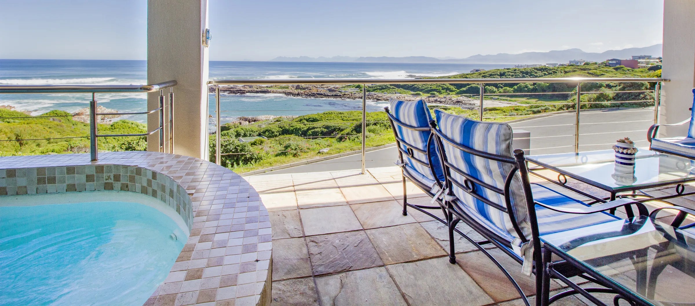 Ocean-facing stoep and plunge pool at Whale Waters