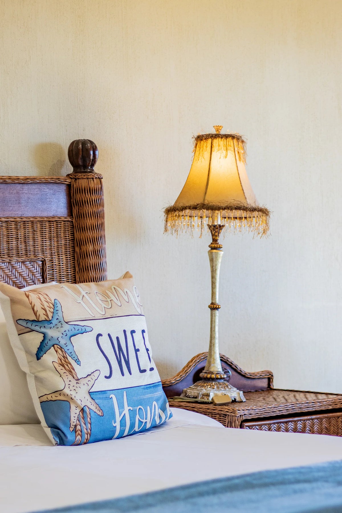 Twin beds made up in one of the bedrooms